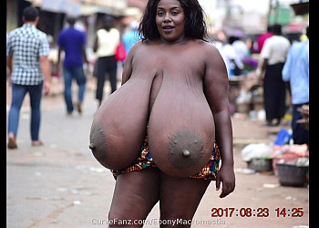 Ebony Macromastia Public Tit Playing and Bouncing