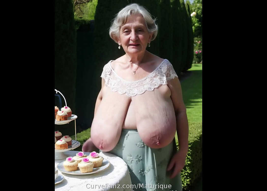 GILF Bouncing at the Garden Party - Divine Breasts video on CurveFanz